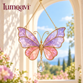 lumqavi™ Butterfly Glass Suncatcher with Teardrop Prism — Colorful Window Hanging, Rainbow Accent Decor for Sunny Indoor Windows, 6.5 Inch