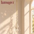 lumqavi™ Teardrop Prism Suncatcher — Faceted Glass Bead Window Hanging, Minimalist Rainbow Accent for Sunny Indoor Windows, 18 Inch